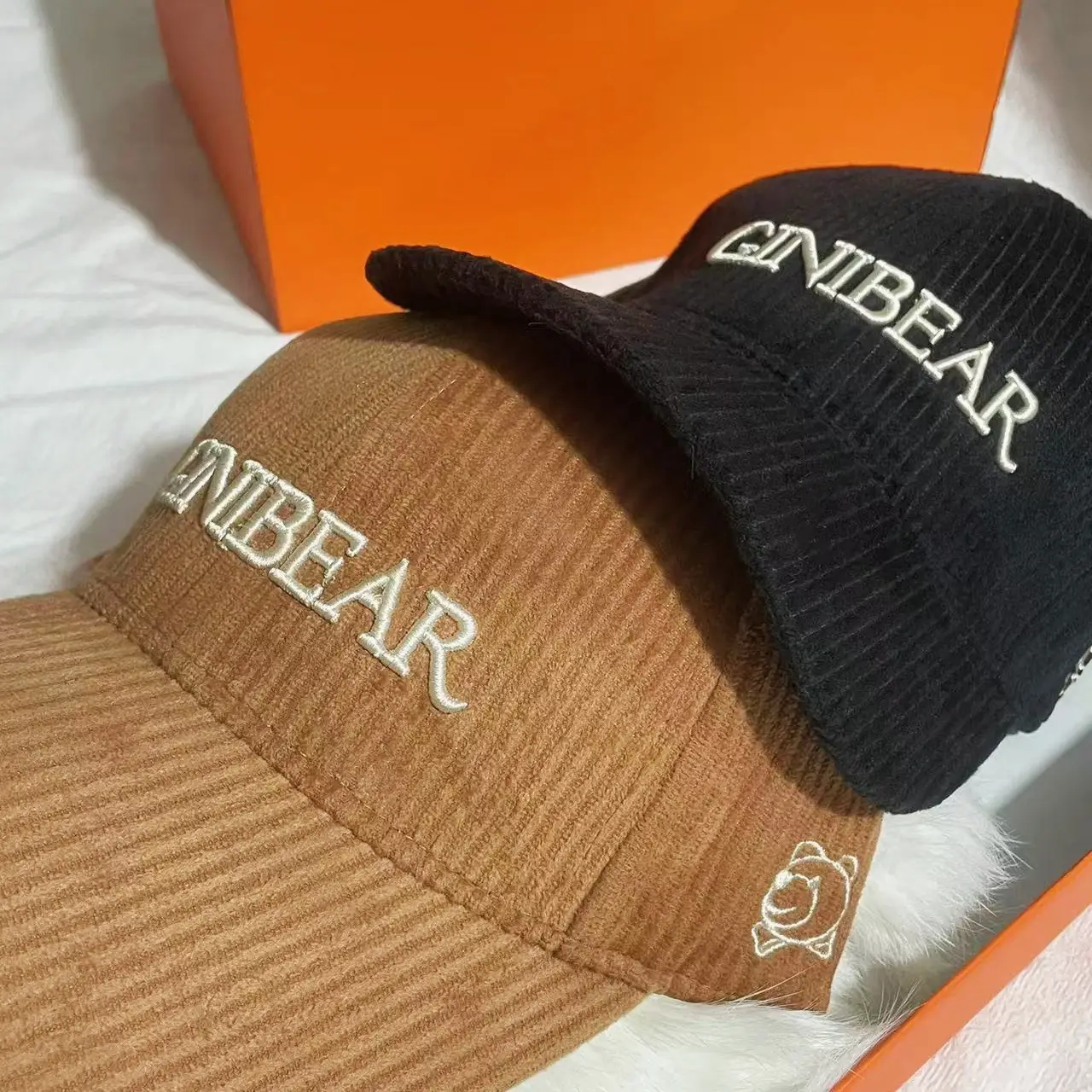 Women Winter Bear Cap Brown Embroidered Casual - Image 4