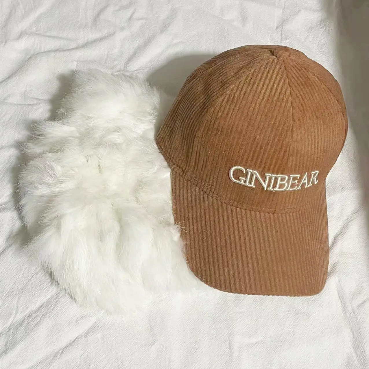 Women Winter Bear Cap Brown Embroidered Casual - Image 6