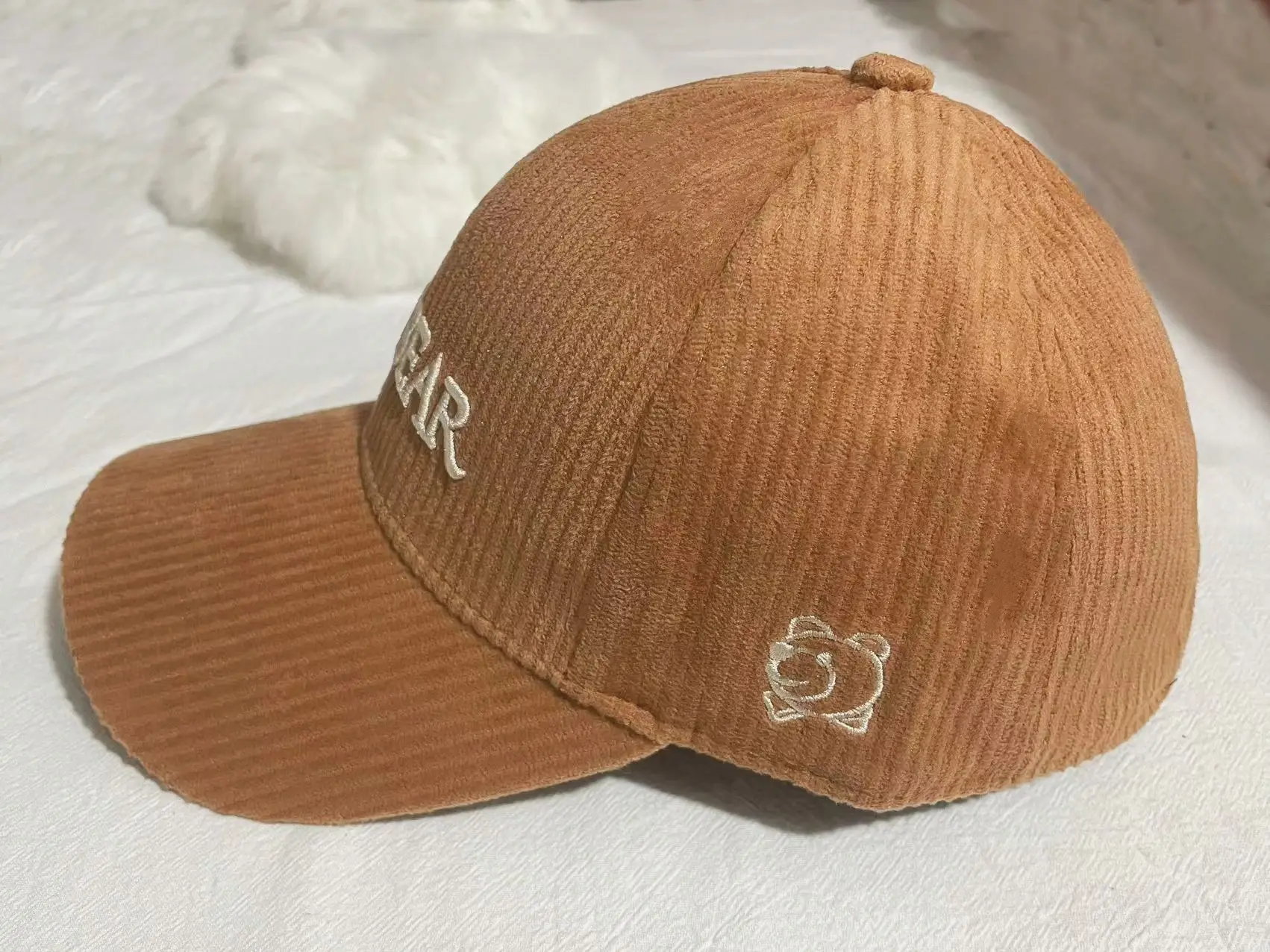 Women Winter Bear Cap Brown Embroidered Casual — feature 4