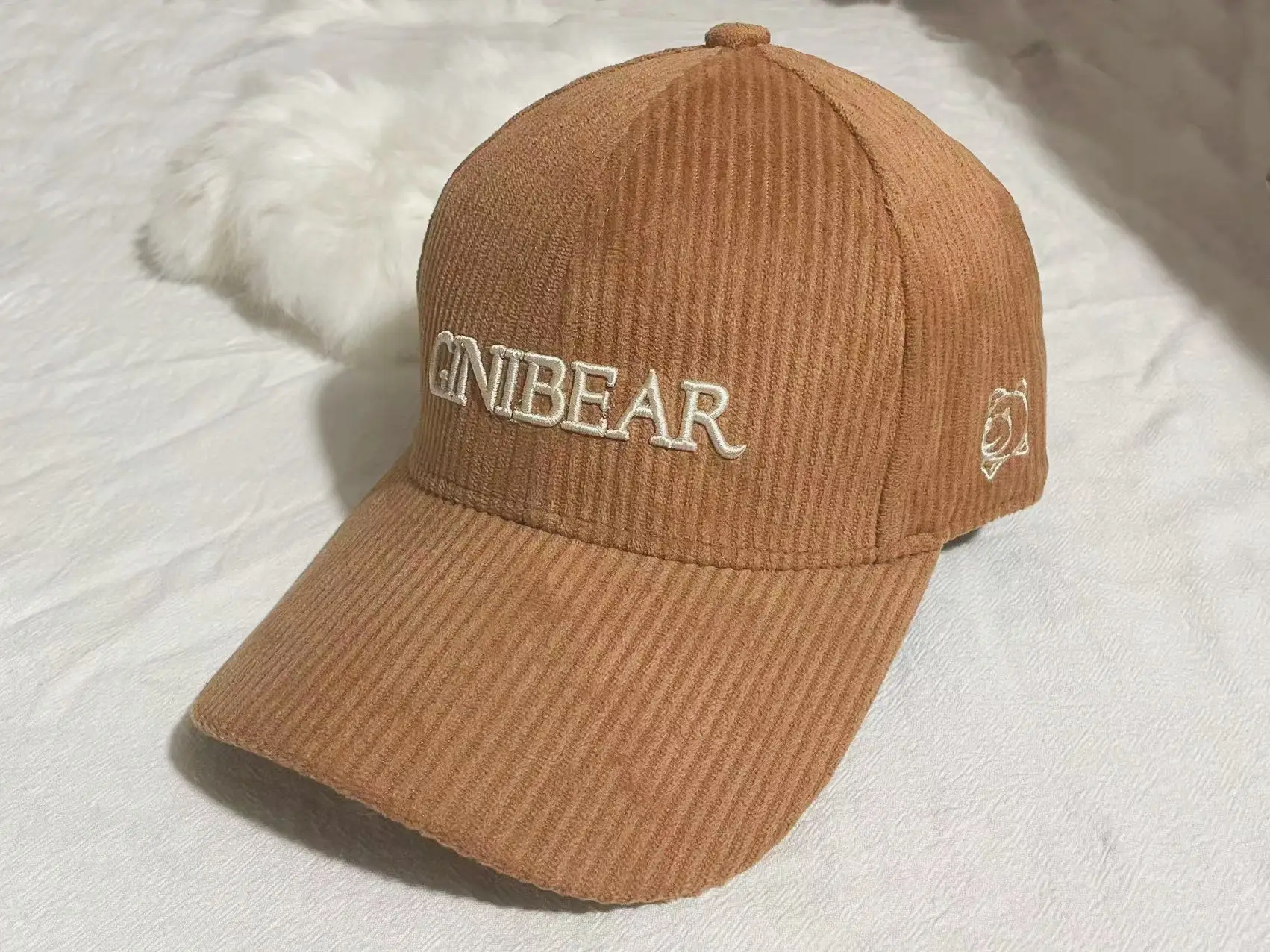 Women Winter Bear Cap Brown Embroidered Casual — feature 5