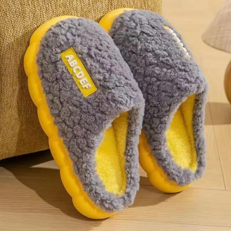 Cotton Slippers Men's Autumn and Winter Indoor Home Non-Slip Thick Bottom Dung-Feeling Plush Warm Household Slippers Women's Winter - Image 13