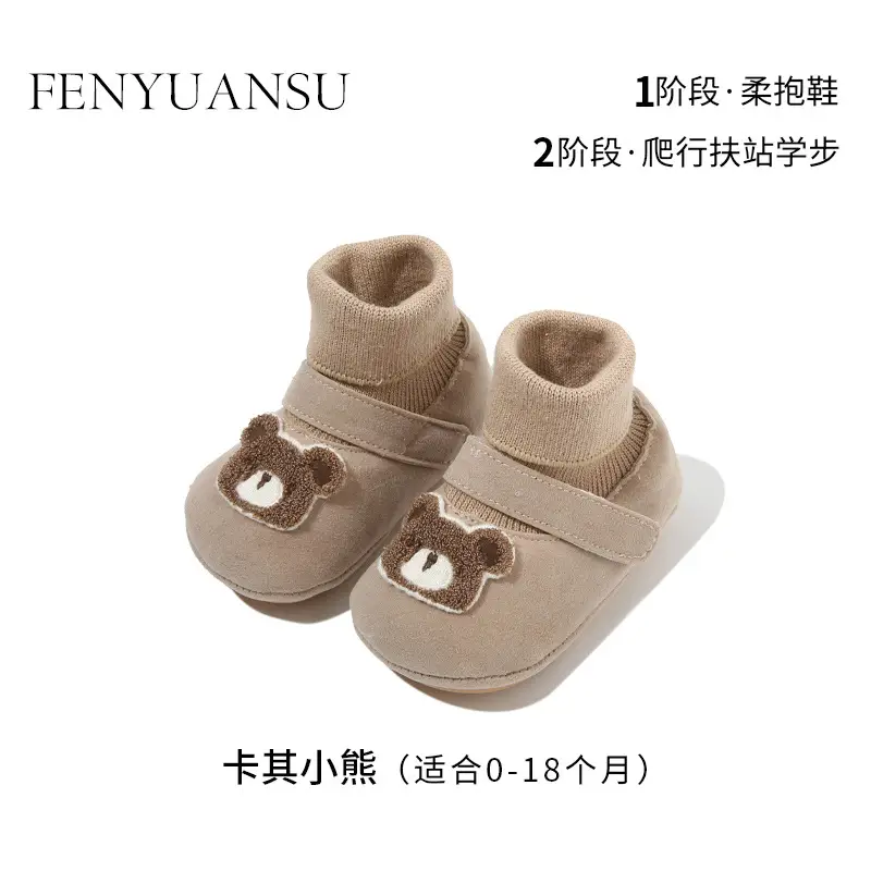Winter Baby Boy Cotton Shoes with Fleece Lining, Toddler Shoes for 6-12 Months Old Newborns, Baby Shoes and Socks, Soft-Soled Infant Shoes for Girls