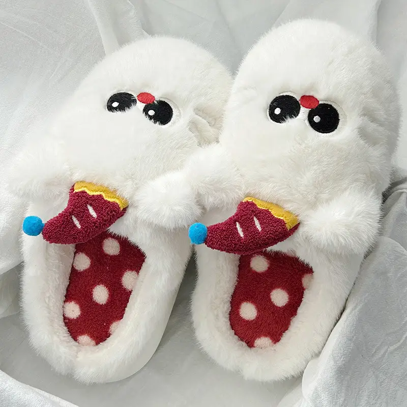 Hellokitty Cat Cotton Slippers Women's Winter Bag Heel 2024 New Cute Plush Fleece-Lined Postpartum Cotton Shoes for Women