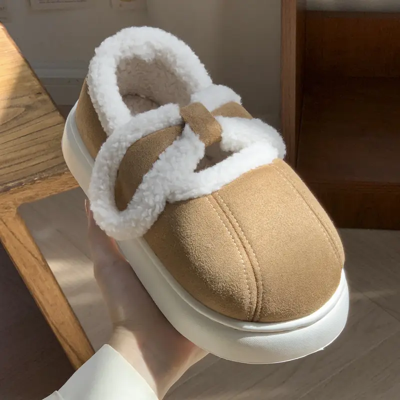 Lamb plush bag with cotton slippers women's autumn and winter outdoor wear warm all-match indoor home non-slip thick-soled cotton shoes - Image 7