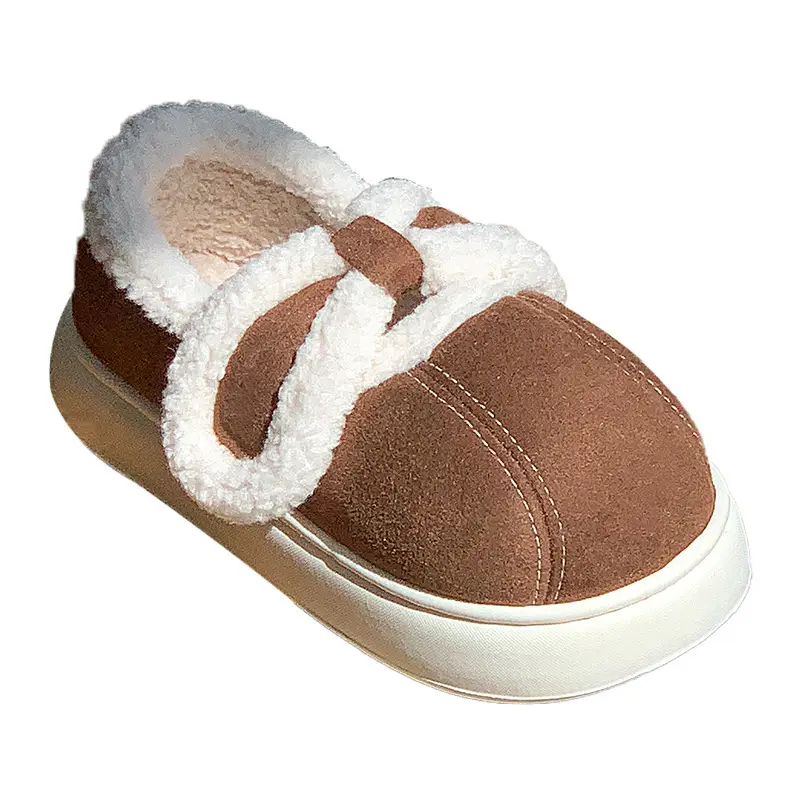 Lamb plush bag with cotton slippers women's autumn and winter outdoor wear warm all-match indoor home non-slip thick-soled cotton shoes - Image 9