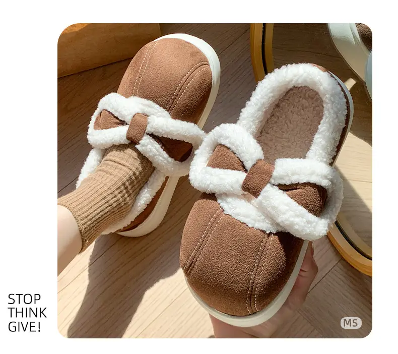 Lamb plush bag with cotton slippers women's autumn and winter outdoor wear warm all-match indoor home non-slip thick-soled cotton shoes — feature 7