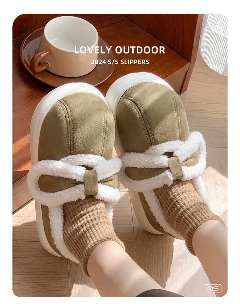 Lamb plush bag with cotton slippers women's autumn and winter outdoor wear warm all-match indoor home non-slip thick-soled cotton shoes — feature 8