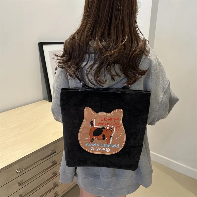 Women's Brown Cat Print Tote Bag 2024 New Style - Image 6