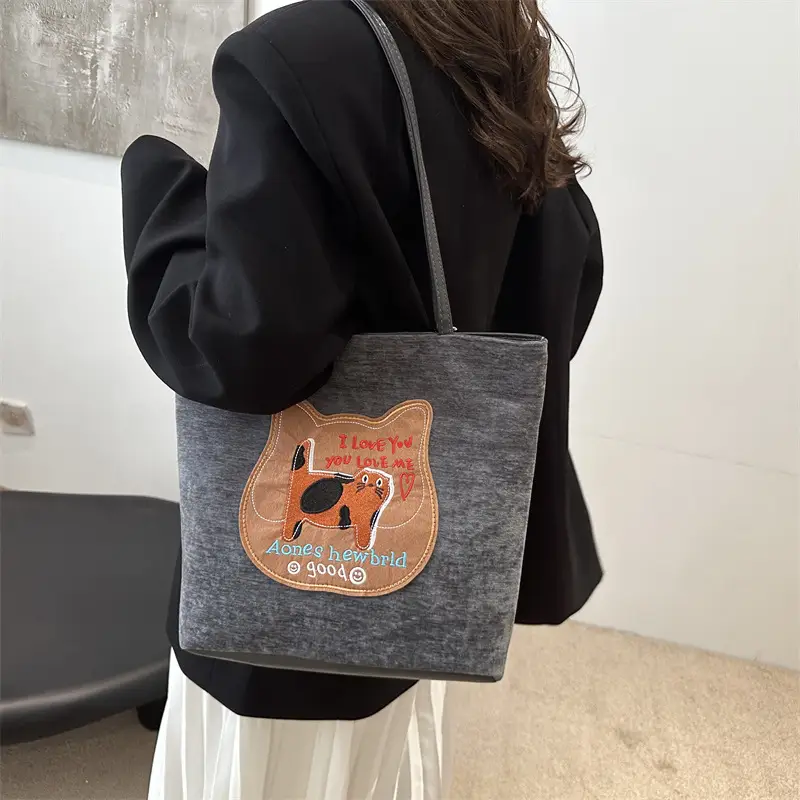 Women's Brown Cat Print Tote Bag 2024 New Style - Image 7