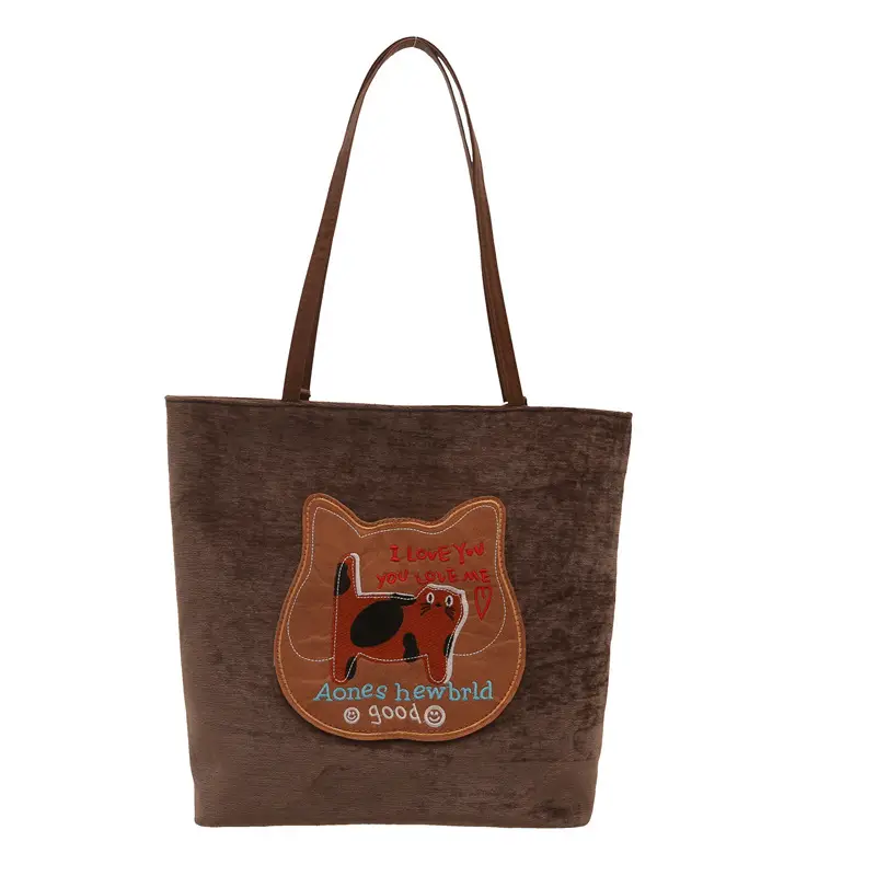 Women's Brown Cat Print Tote Bag 2024 New Style - Image 9