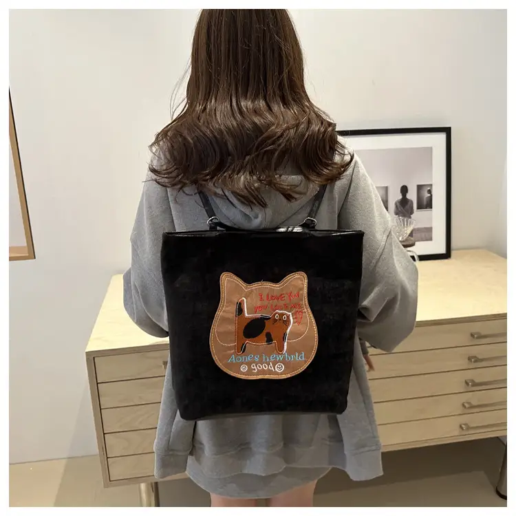 Women's Brown Cat Print Tote Bag 2024 New Style — feature 16