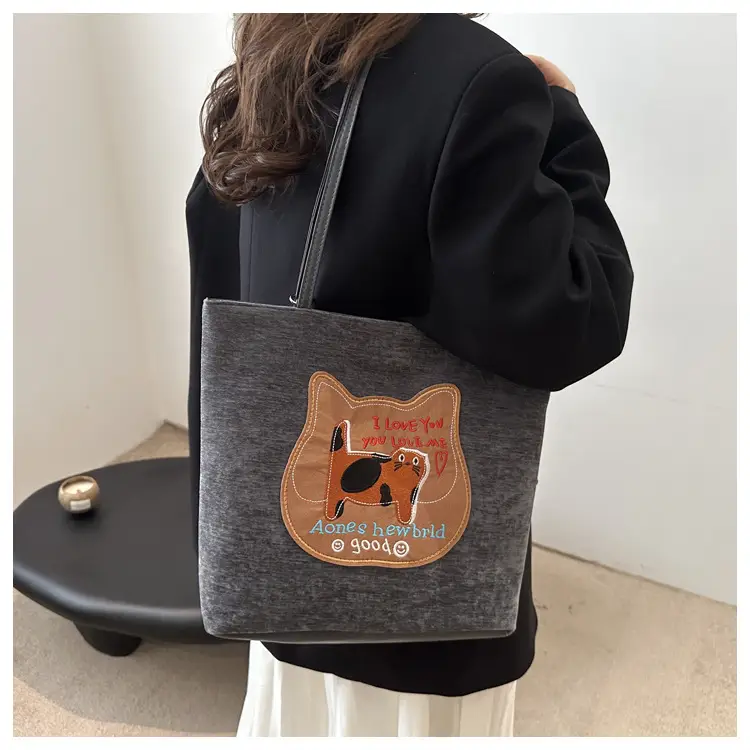 Women's Brown Cat Print Tote Bag 2024 New Style — feature 19