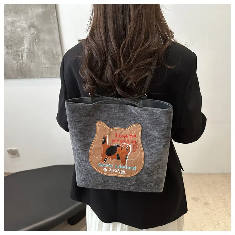 Women's Brown Cat Print Tote Bag 2024 New Style — feature 23