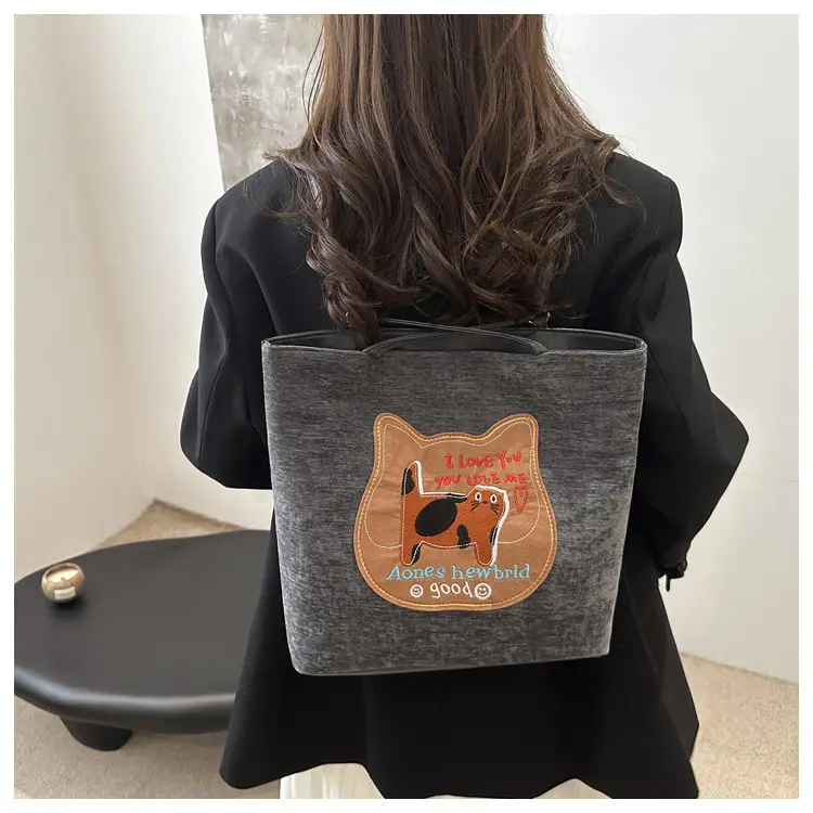 Women's Brown Cat Print Tote Bag 2024 New Style — feature 24