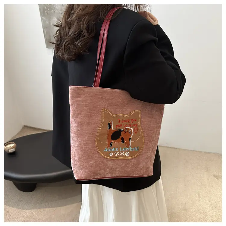 Women's Brown Cat Print Tote Bag 2024 New Style — feature 25