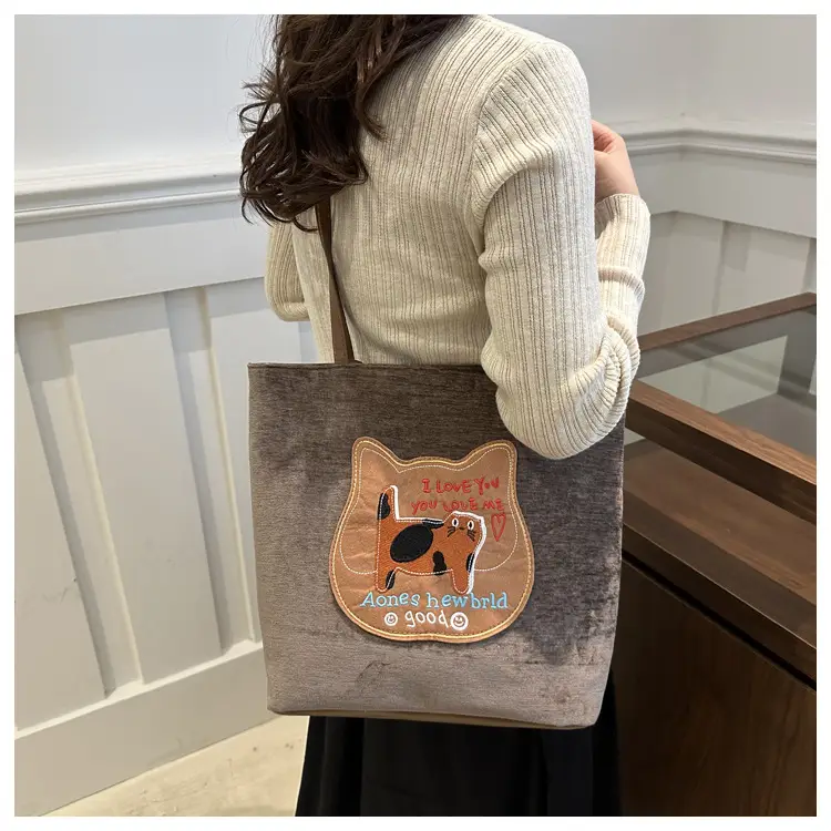 Women's Brown Cat Print Tote Bag 2024 New Style — feature 31