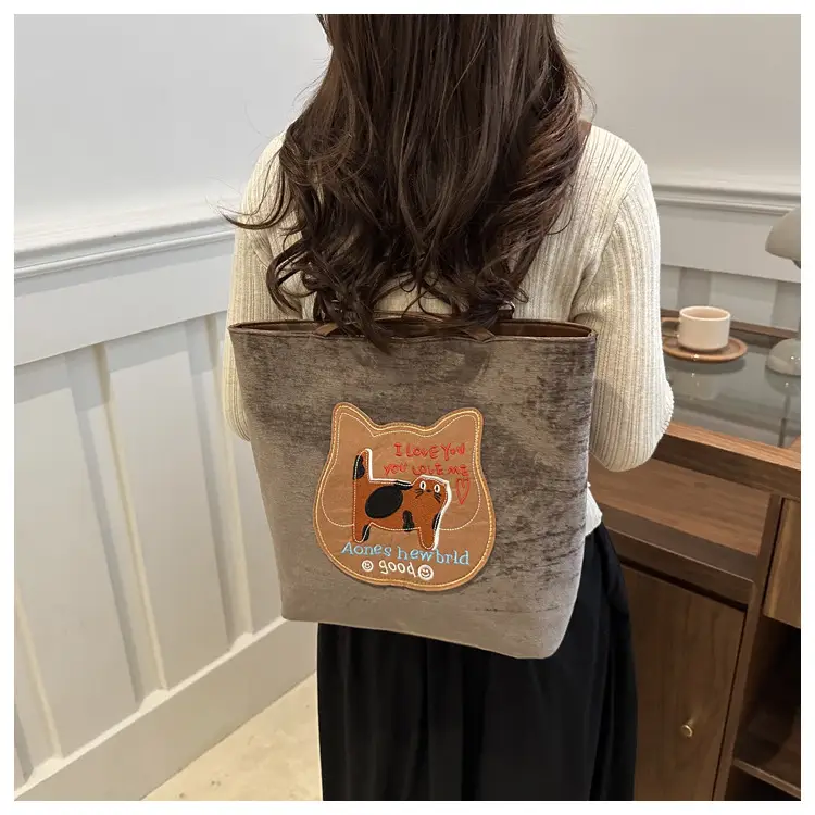 Women's Brown Cat Print Tote Bag 2024 New Style — feature 34