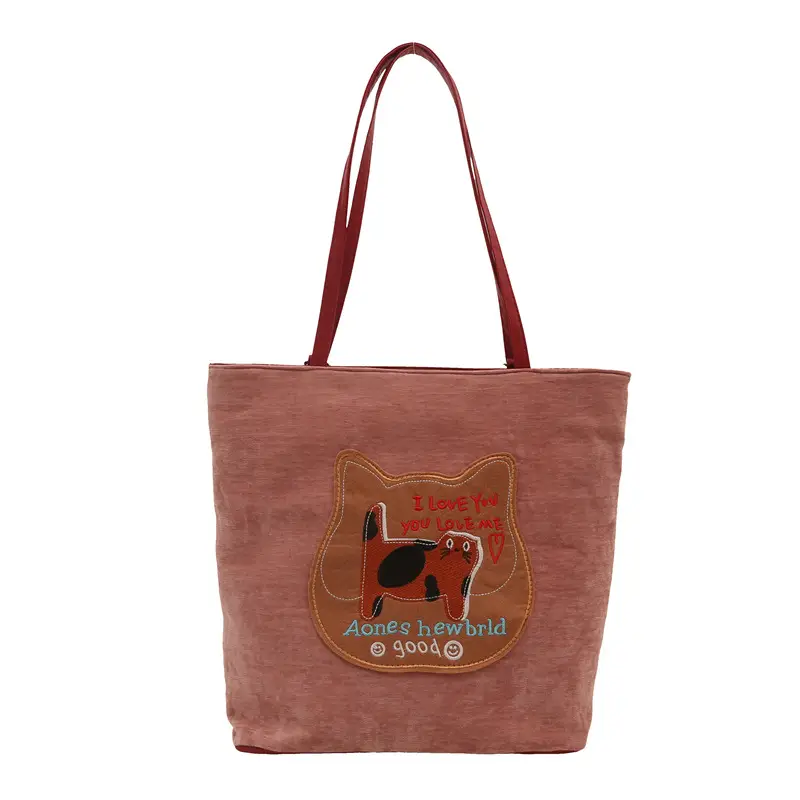 Women's Brown Cat Print Tote Bag 2024 New Style - Image 4