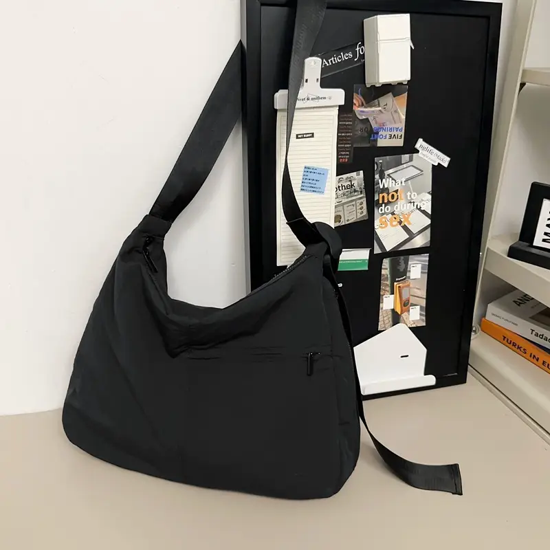 Black Crossbody Bag for Men Women Lightweight Nylon Sports Fitness - Image 2