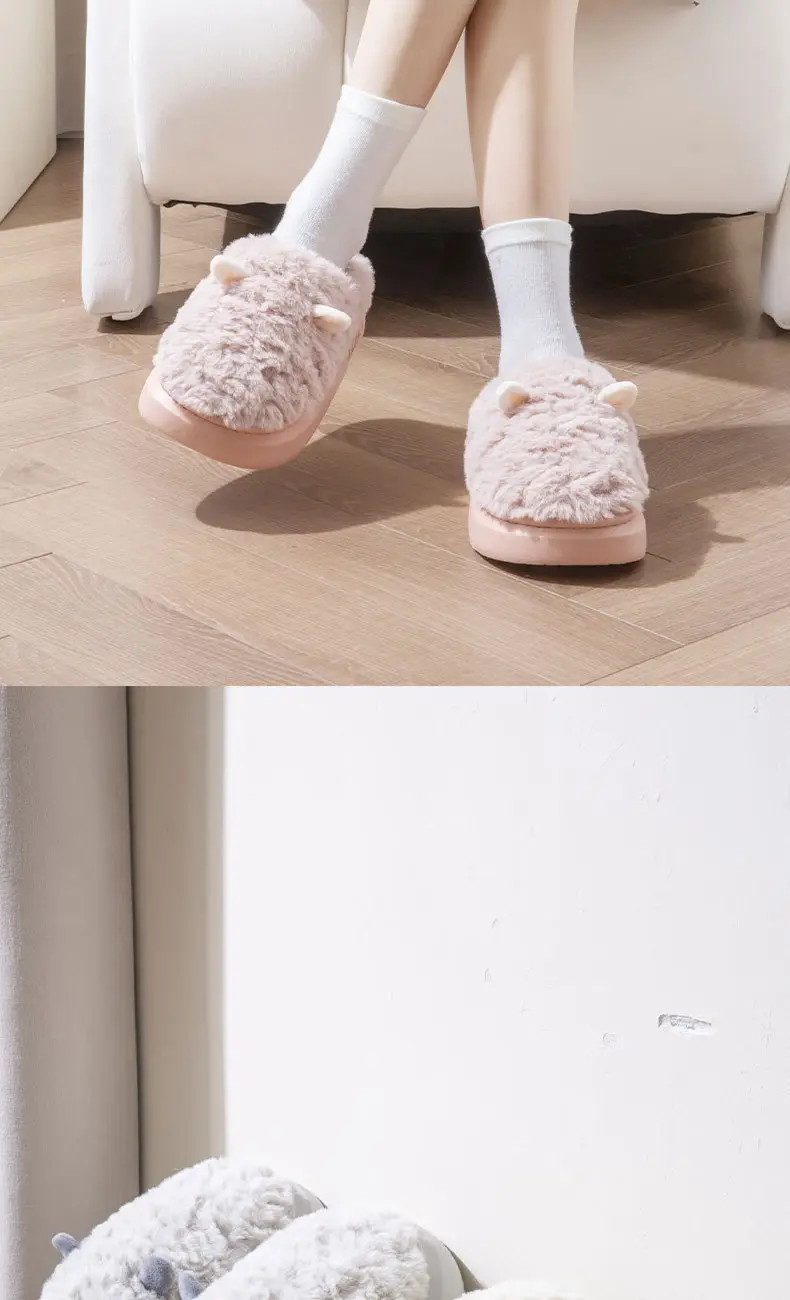 Women Mute Cotton Winter Slippers Green Non-Slip — feature 14