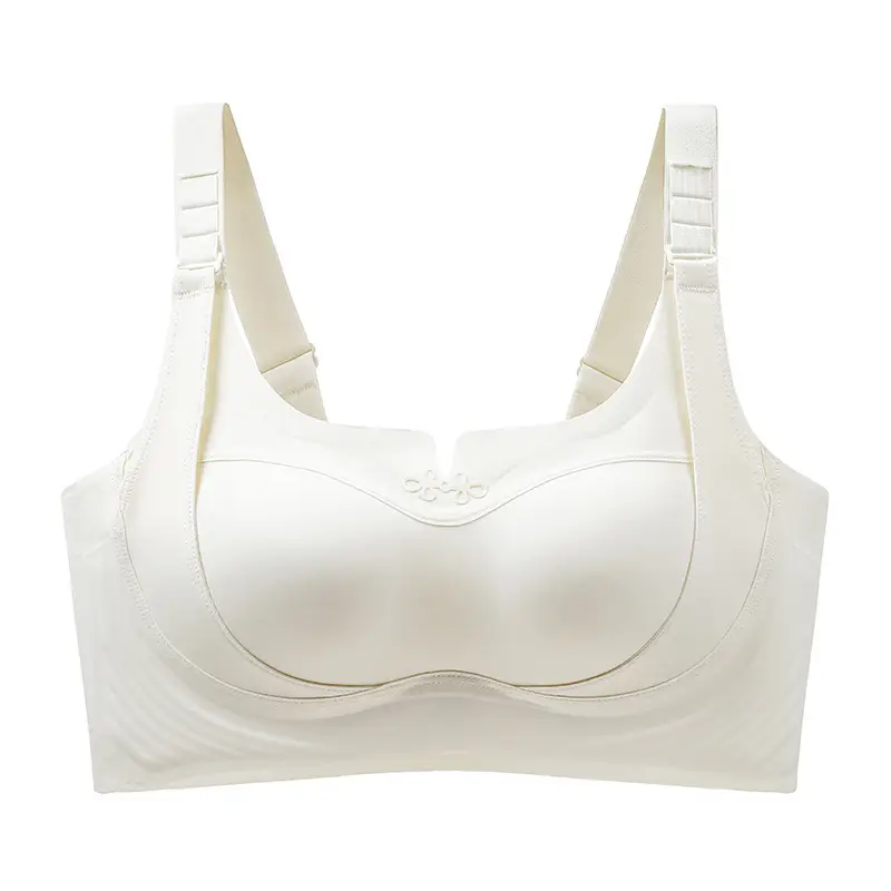 Soft Support Non-Traceless Underwear Women's Gathering Anti-sagging Fixed Cup Jelly Lace Bra with Big Breast and Small Breast