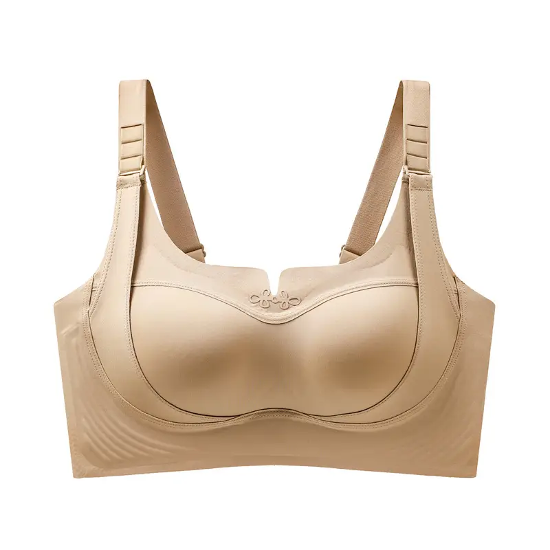 Soft Support Non-Traceless Underwear Women's Gathering Anti-sagging Fixed Cup Jelly Lace Bra with Big Breast and Small Breast