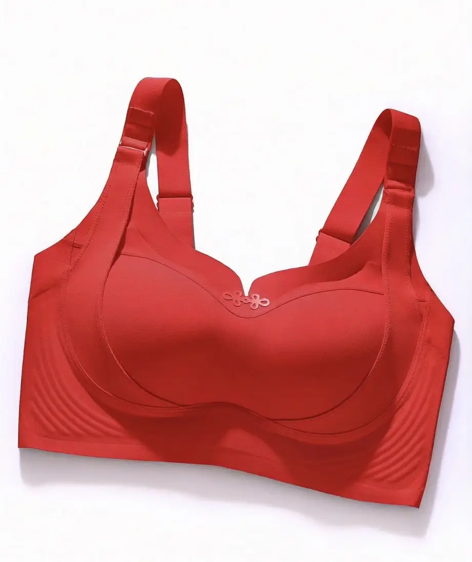Soft Support Non-Traceless Underwear Women's Gathering Anti-sagging Fixed Cup Jelly Lace Bra with Big Breast and Small Breast