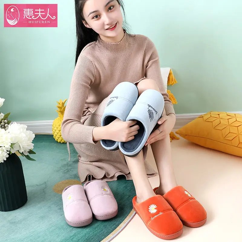 Cotton Slippers Autumn and Winter Women's New Men's Home Indoor and Outdoor Thick-Soled Thickened Warm Cotton Slippers Wholesale