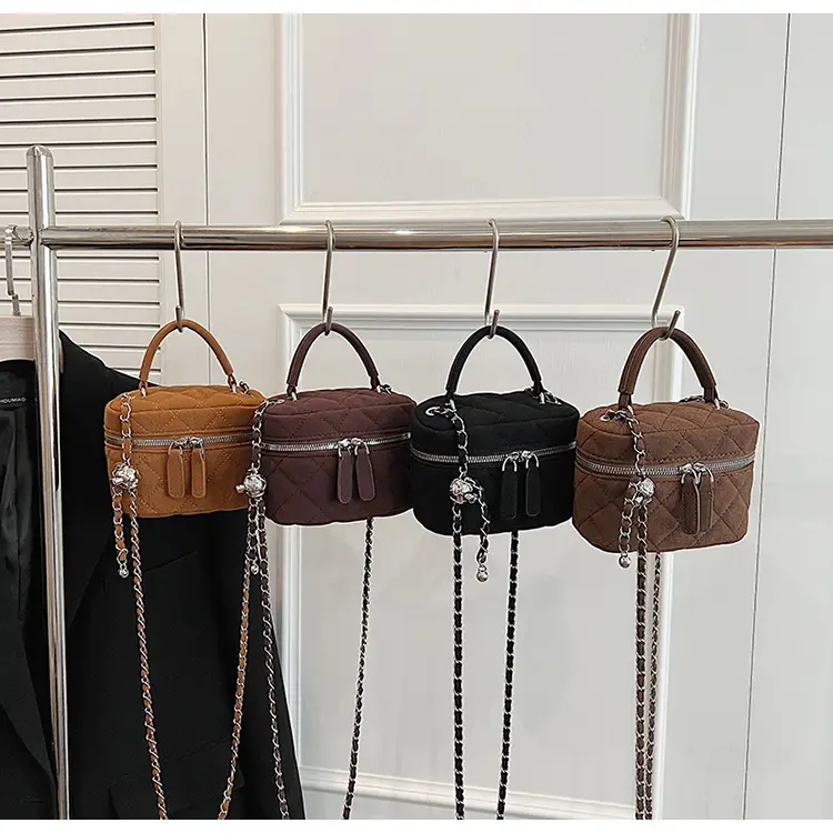 Brown Quilted Crossbody Bag with Chain for Women — feature 1