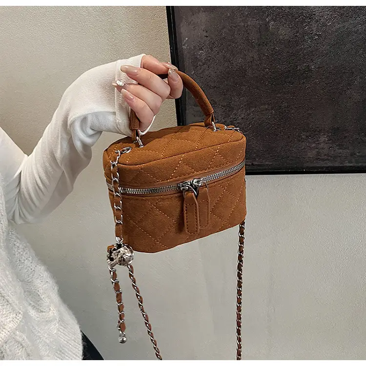 Brown Quilted Crossbody Bag with Chain for Women — feature 10