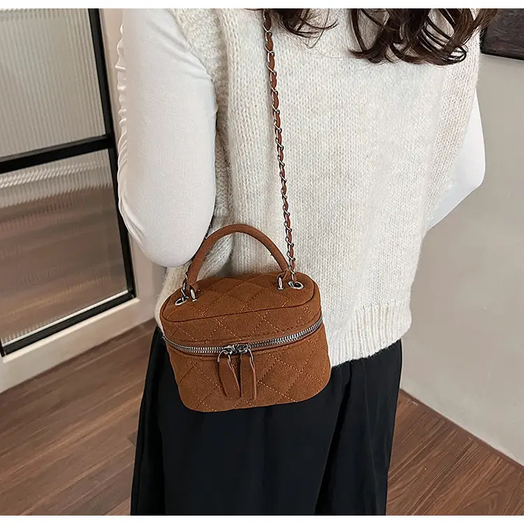 Brown Quilted Crossbody Bag with Chain for Women — feature 12