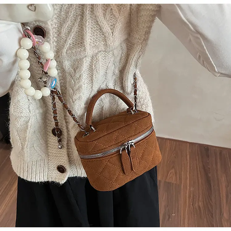 Brown Quilted Crossbody Bag with Chain for Women — feature 13