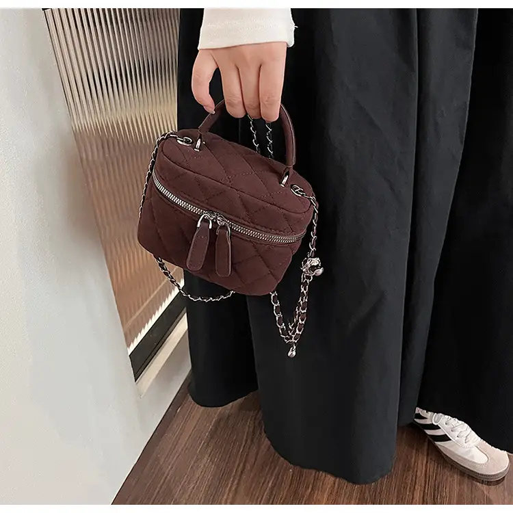 Brown Quilted Crossbody Bag with Chain for Women — feature 14