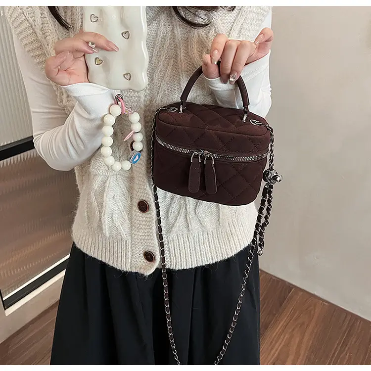 Brown Quilted Crossbody Bag with Chain for Women — feature 15