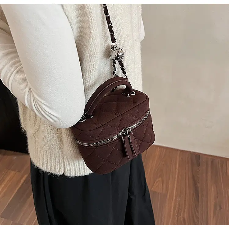 Brown Quilted Crossbody Bag with Chain for Women — feature 16