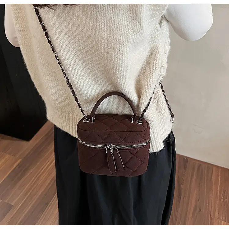 Brown Quilted Crossbody Bag with Chain for Women — feature 18