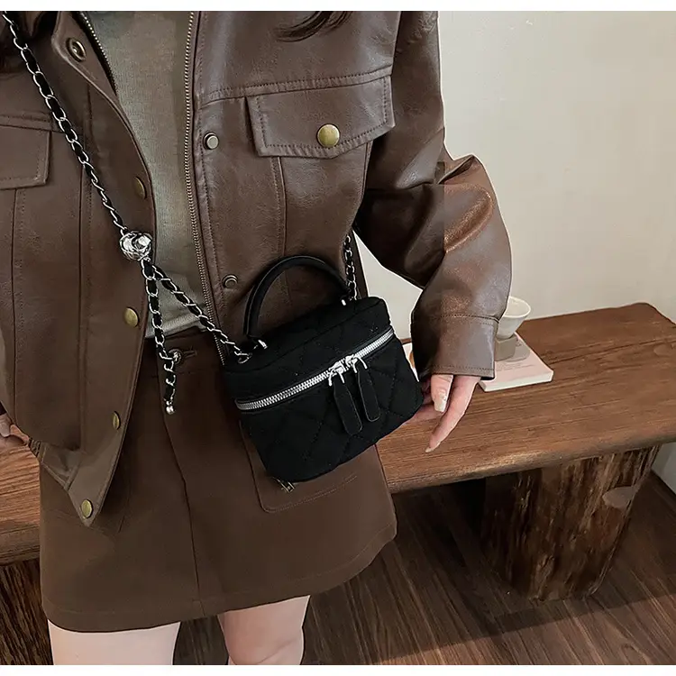 Brown Quilted Crossbody Bag with Chain for Women — feature 20