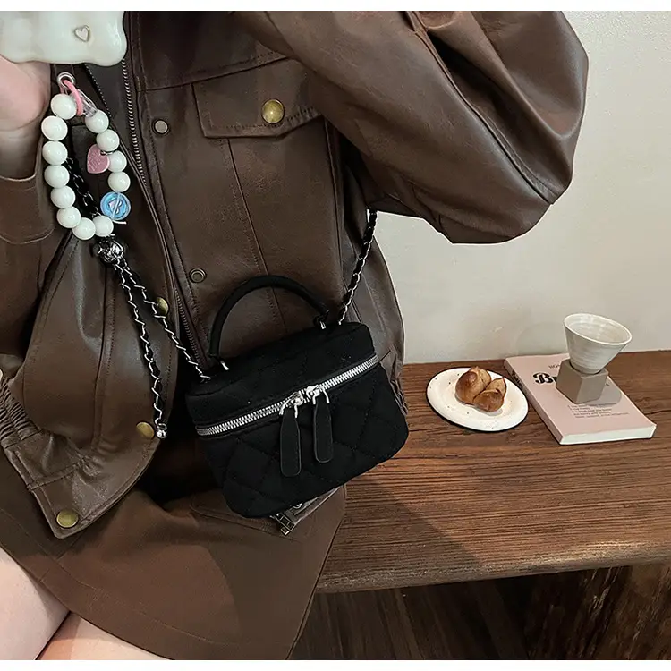 Brown Quilted Crossbody Bag with Chain for Women — feature 21