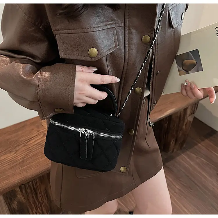 Brown Quilted Crossbody Bag with Chain for Women — feature 22