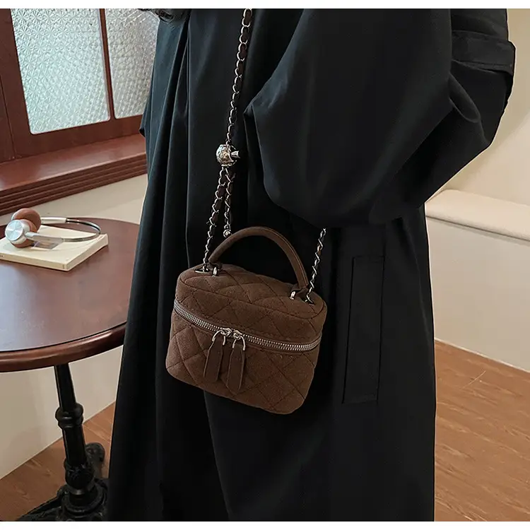 Brown Quilted Crossbody Bag with Chain for Women — feature 25