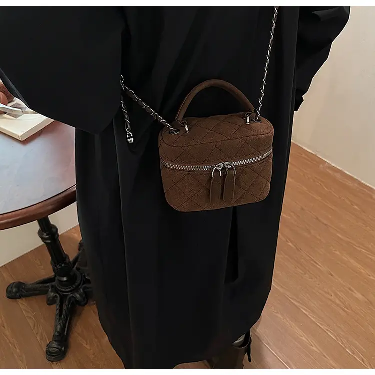 Brown Quilted Crossbody Bag with Chain for Women — feature 28