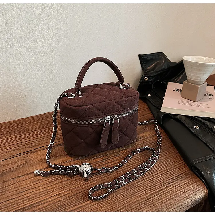 Brown Quilted Crossbody Bag with Chain for Women — feature 29