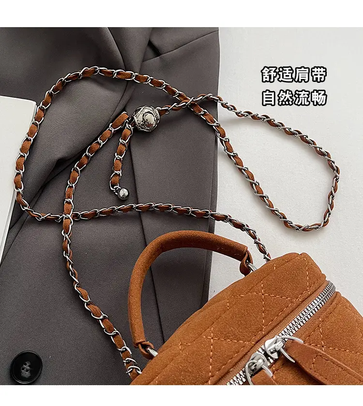 Brown Quilted Crossbody Bag with Chain for Women — feature 3