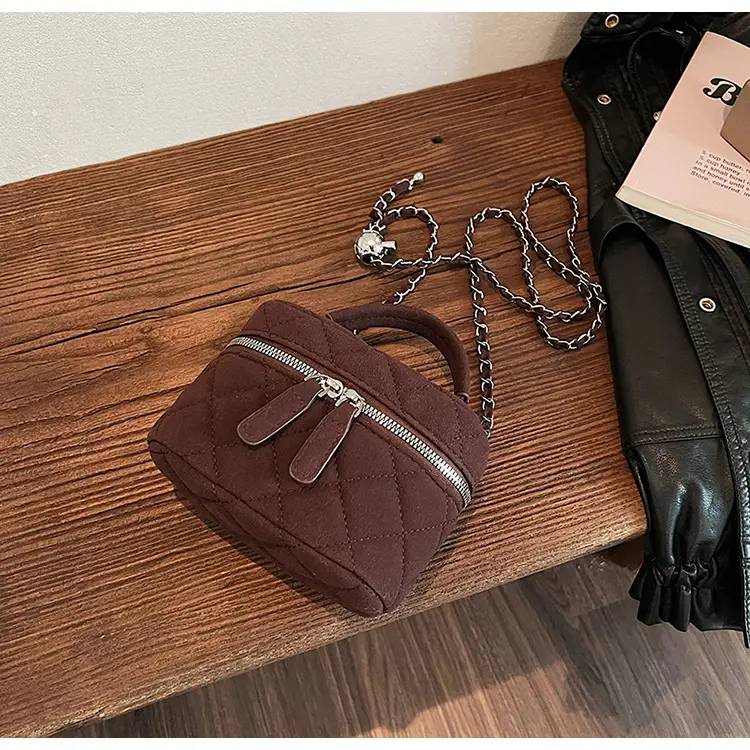 Brown Quilted Crossbody Bag with Chain for Women — feature 30