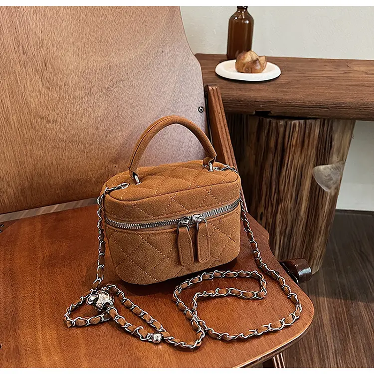 Brown Quilted Crossbody Bag with Chain for Women — feature 31