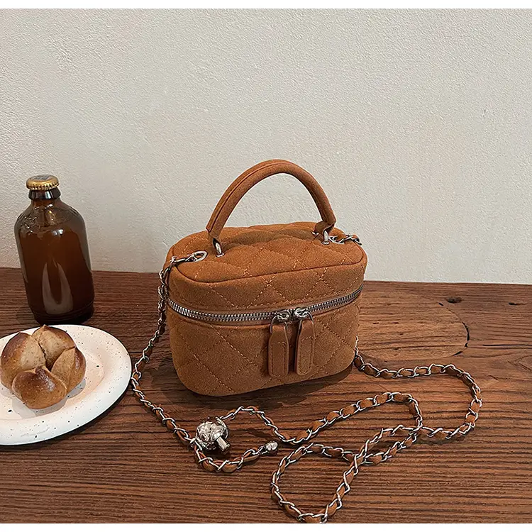 Brown Quilted Crossbody Bag with Chain for Women — feature 32