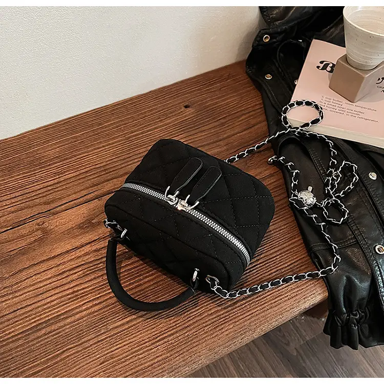 Brown Quilted Crossbody Bag with Chain for Women — feature 34