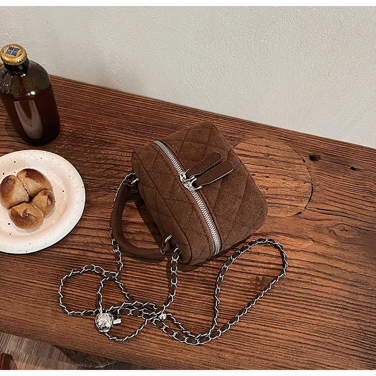 Brown Quilted Crossbody Bag with Chain for Women — feature 35