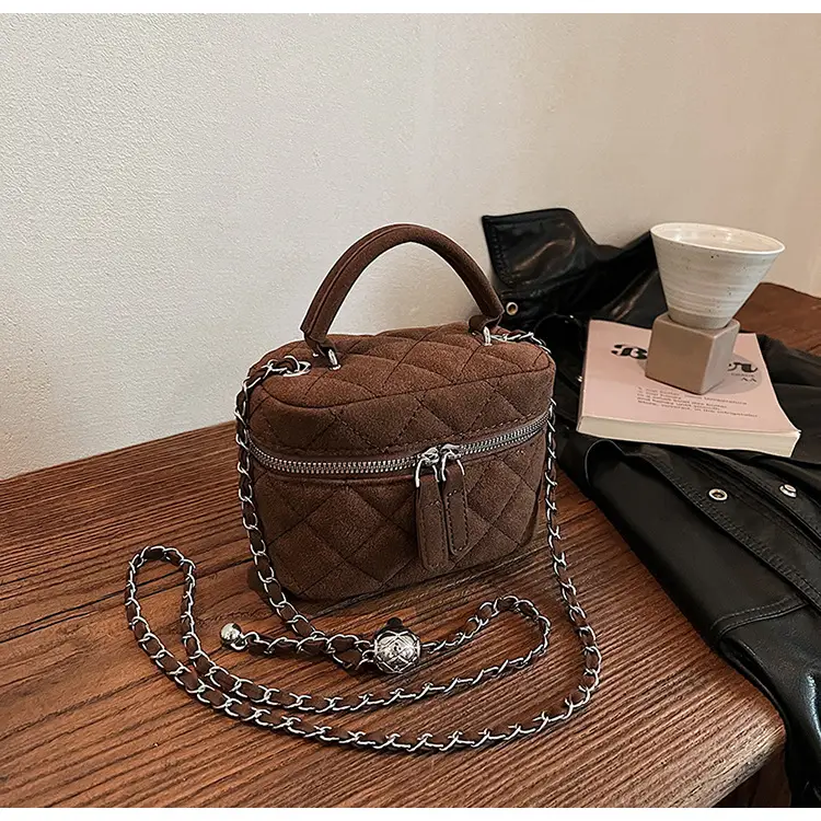 Brown Quilted Crossbody Bag with Chain for Women — feature 36