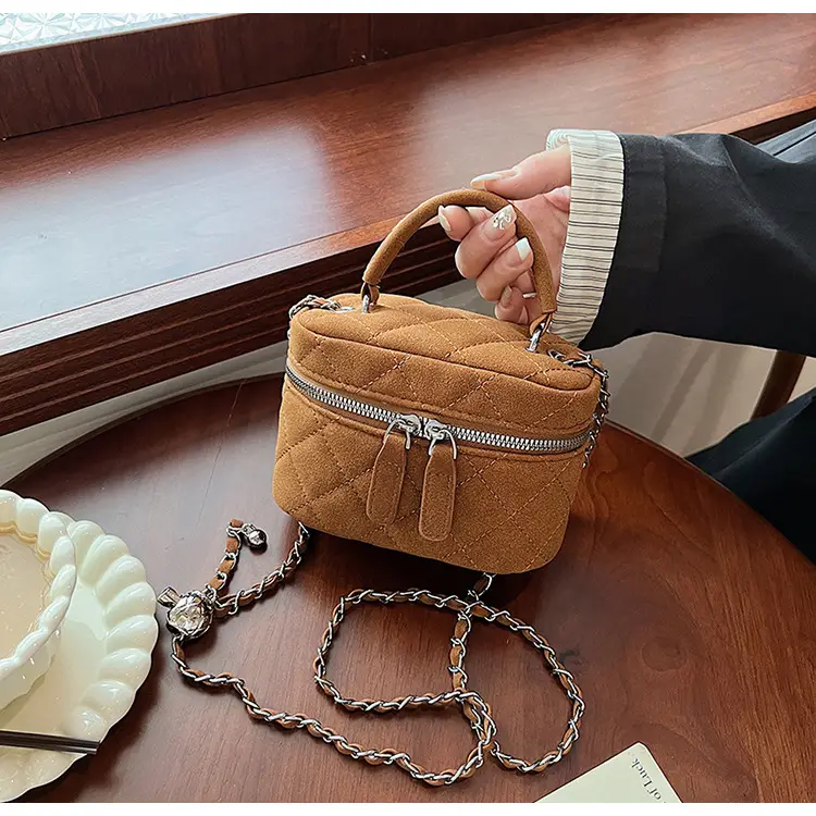Brown Quilted Crossbody Bag with Chain for Women — feature 37